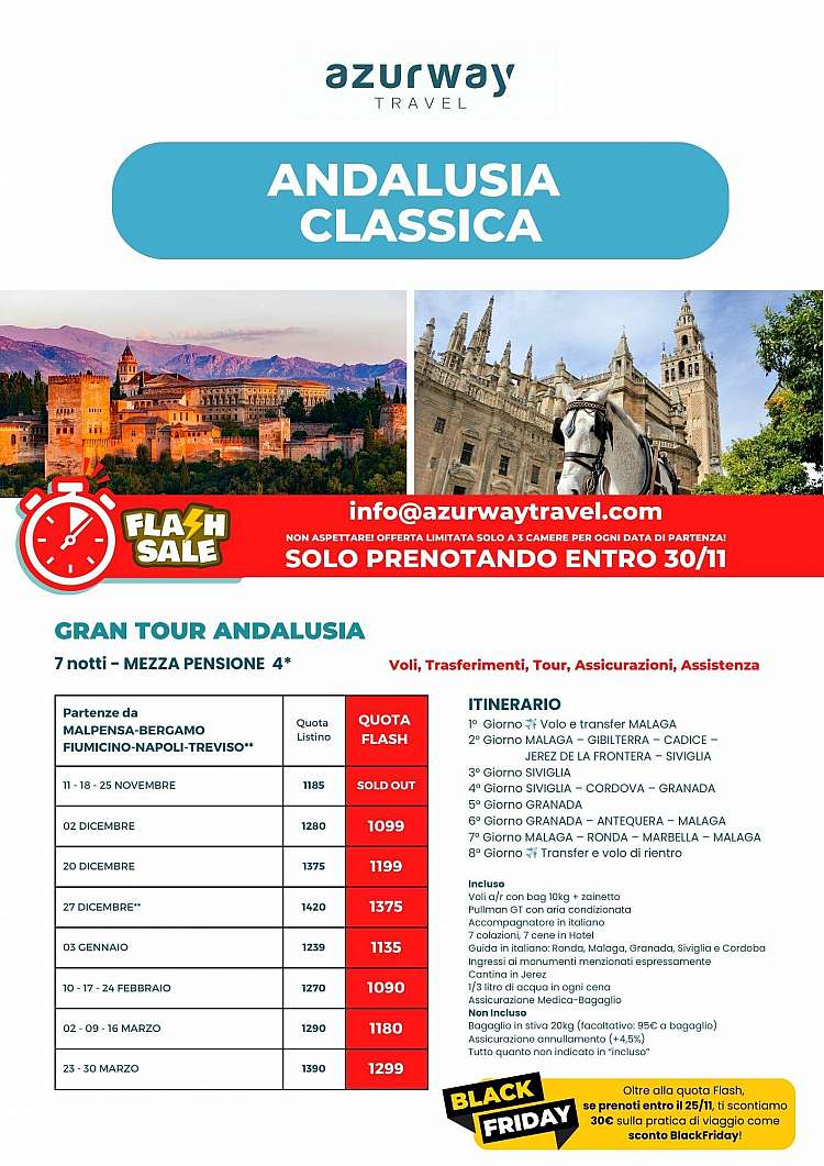 GRAN TOUR ANDALUSIA - Quote promozionali entro il 30/11